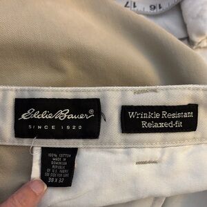 Eddie Bauer Beige Relaxed-Fit Pants, 38x32, not perfect!